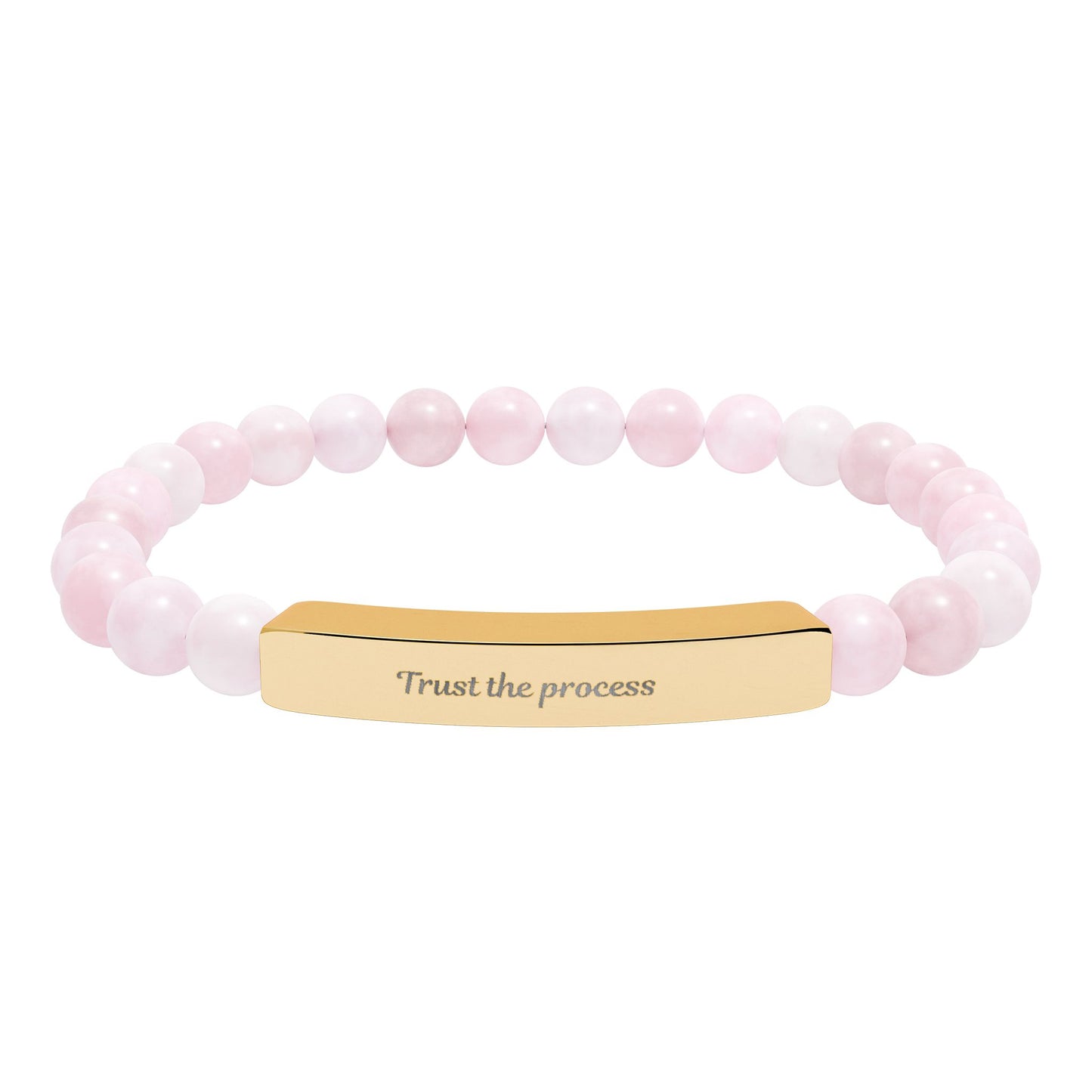 Engravable Natural Stone Bar Bracelet — Stretch Beaded Healing Gem Bracelet