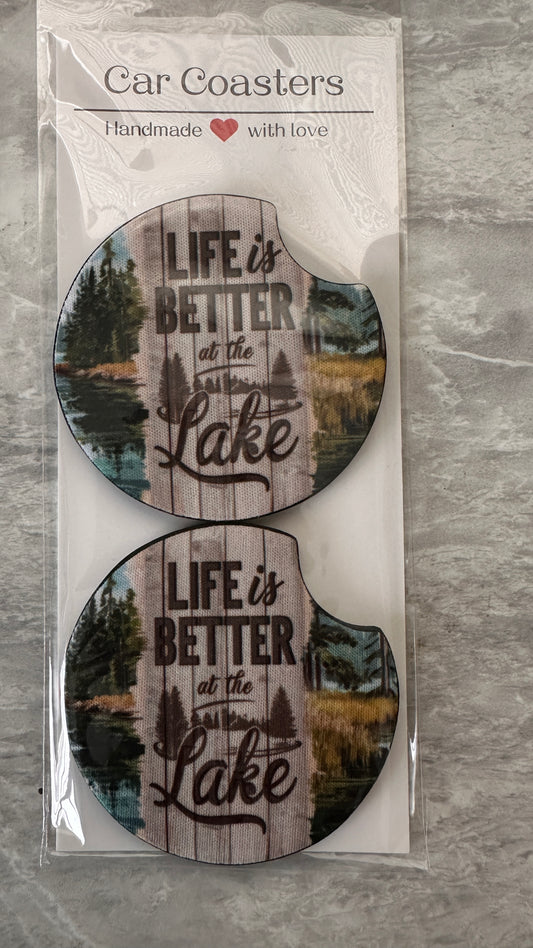 Life is Better at the Lake Car Coaster Double Pack