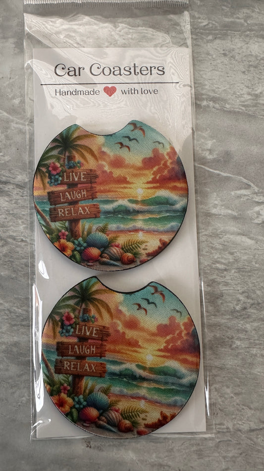 Live Love Laugh Car Coaster Double Pack