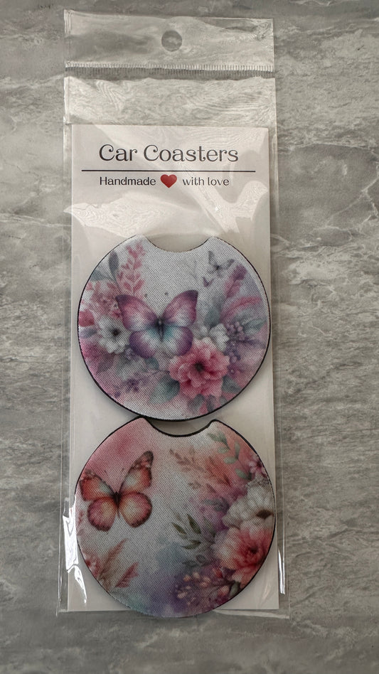 Butterfly Neoprene Car Coaster Double Pack